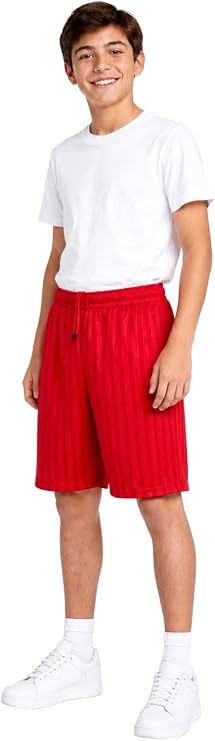 2 Pack Boys Girls Unisex Shadow Stripe Gym Sports Football Games School PE Shorts 5 to 14 Years
