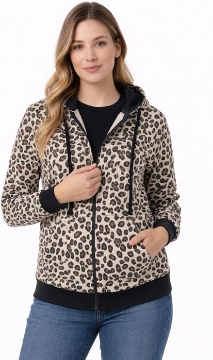 Bahob® Womens Ladies Plain Zip Up Hoodie Long Sleeve Sweatshirt Full Zip Top Soft Jumper Jacket Hoodies Top S-3XL