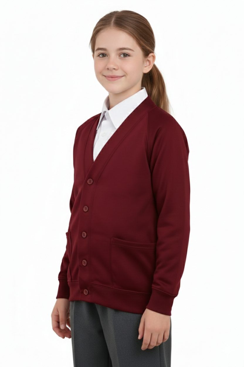 Bahob® 2 Pack Girls School Cardigan Fleece Sweatshirt Uniform School wear Shirts Crew Long Sleeve Top Pullover Jumper Round/V- Neck Age 5-14