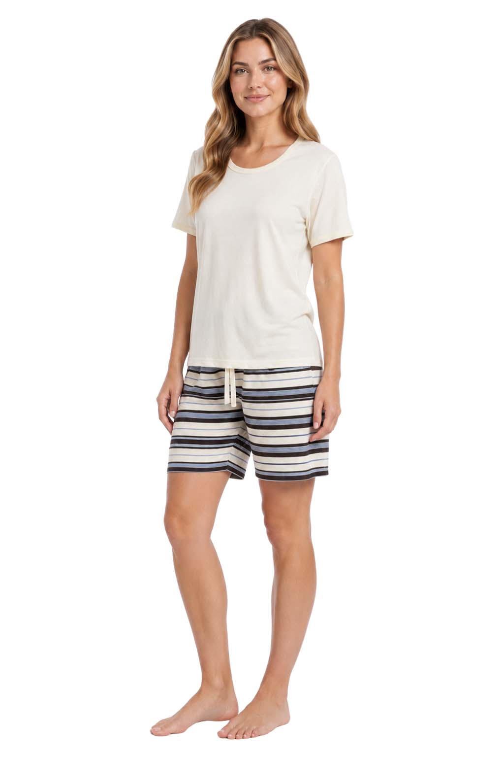 Women's Pajama's Sets with Shorts Ladies Pajama's Cotton Short Sleeve Soft 2 Pieces Pjs Set Summer Loungewear Sleepwear Nightwear for Women S-XXL