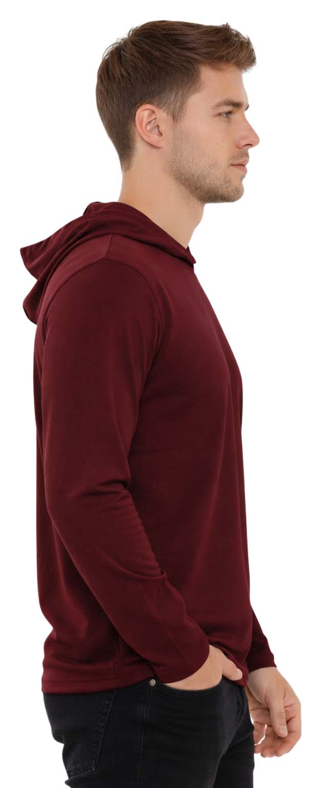 Men's Lightweight Jersey Pullover Hoodie Long Sleeve Hooded T-Shirt for Gym & Everyday Wear S-3XL
