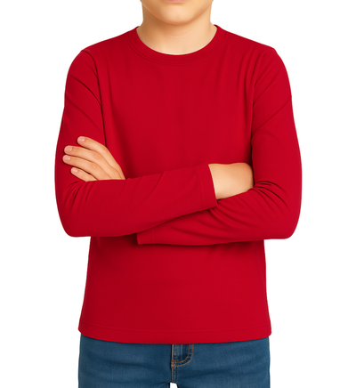 3 Pack Boys Girls Long Sleeved Top Round Neck Kids T Shirts Soft Cotton PE Top 5-14 Years