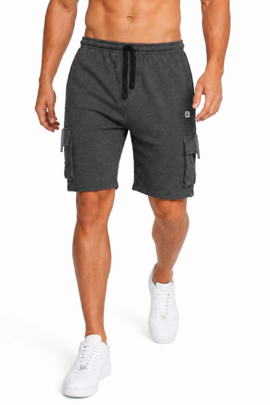 Bahob® Men's Fleece Short, Summer Casual Shorts Cotton with Elasticated Waistband Jogger Shorts S-XXL