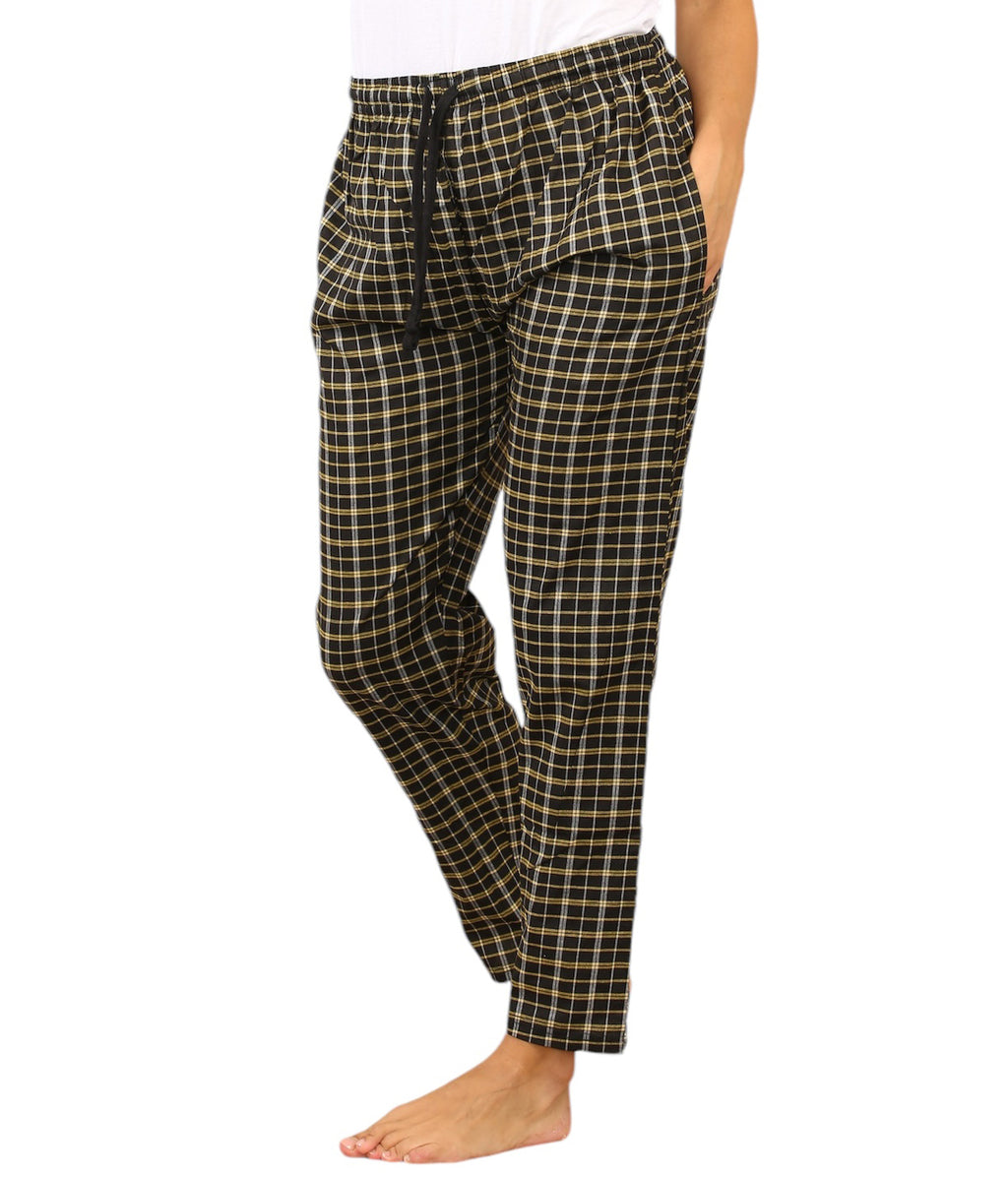 Bahob® 2 Pack Women's Check Pajama Bottom, Soft Cotton Lounge Wear Trousers Sleepwear Nightwear for Women S-XXL