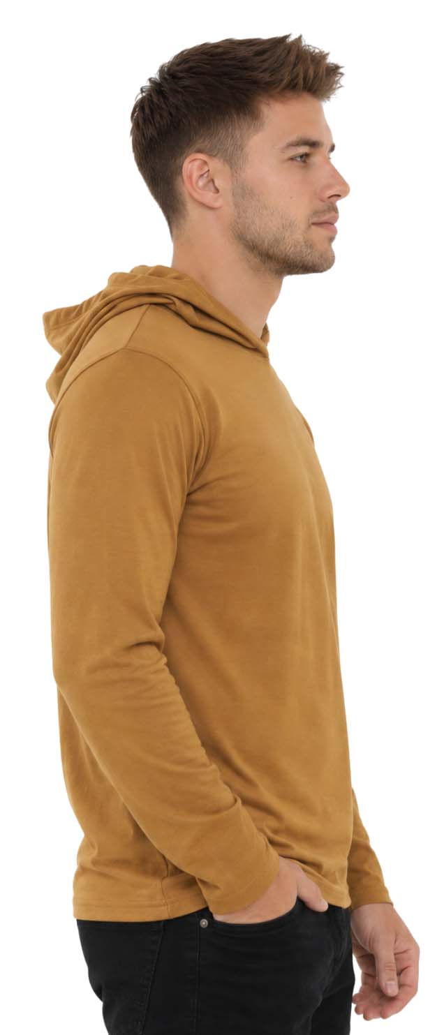 Men's Lightweight Jersey Pullover Hoodie Long Sleeve Hooded T-Shirt for Gym & Everyday Wear S-3XL