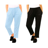 Bahob® 2 Pack Women's Pyjama Bottoms Womens Pants Soft Lounge Pants Sleep Pajama Bottoms with Pocket Women's Sleepwear Trousers S-XXL