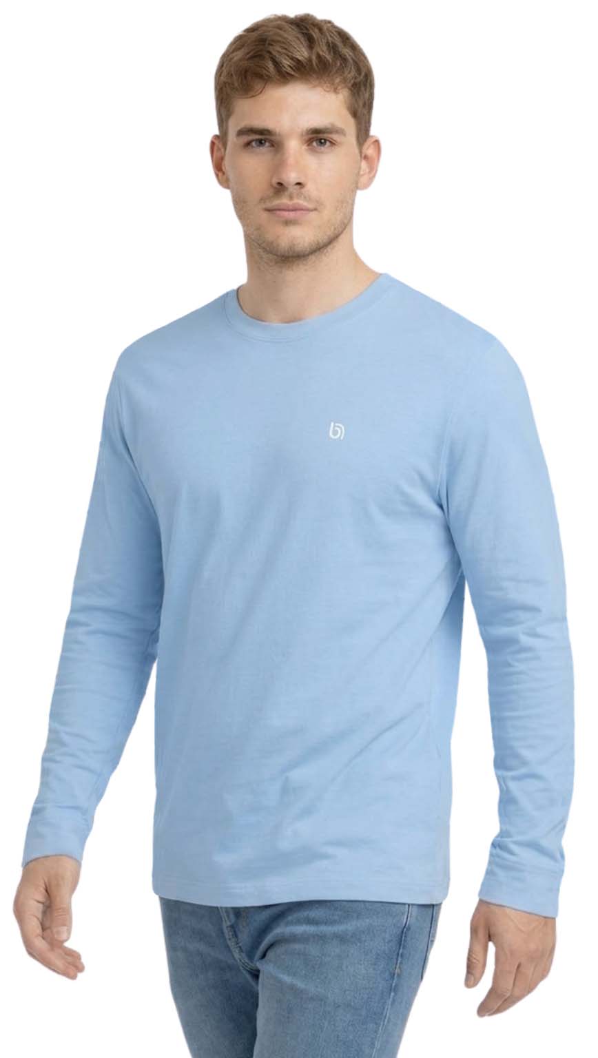 Bahob® 3 Pack Men's Long-Sleeved T-Shirt Round Neck T-Shirts Comfortable Crewneck Neck Tops for Men Soft Cotton S-3XL