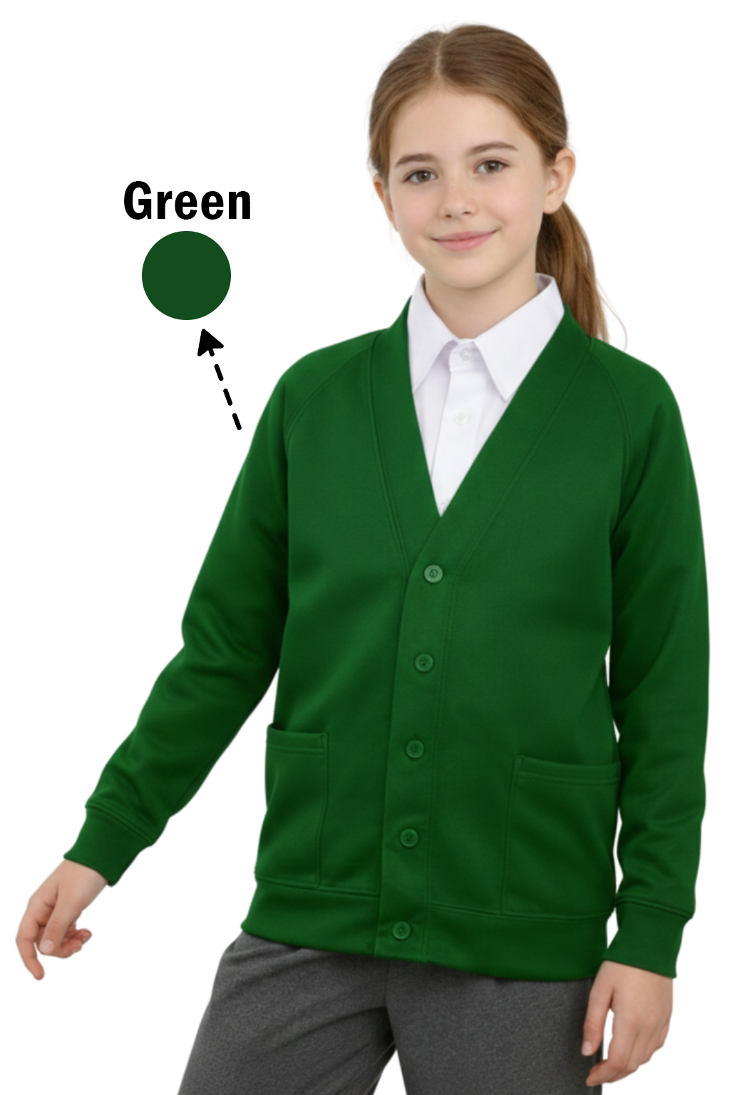 Bahob® 2 Pack Girls School Cardigan Fleece Sweatshirt Uniform School wear Shirts Crew Long Sleeve Top Pullover Jumper Round/V- Neck Age 5-14