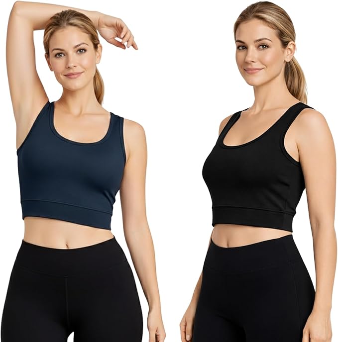 2 Pack Sports Bra for Women Super Comfort Bra Lightweight Stretchable Ladies Sports Bra for Workout Fitness Running Gym S-XXL