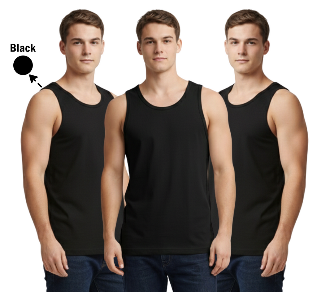 Bahob® New Men's Vest Multi Pack Lot Basic Regular Fitted Cotton Tank Top Athletic Soft Assorted Pack of 3