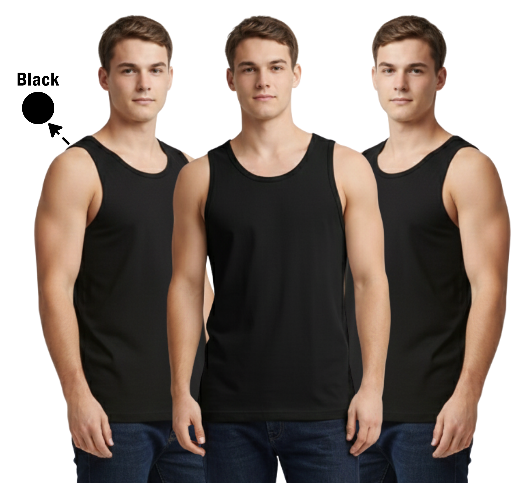 Bahob® New Men's Vest Multi Pack Lot Basic Regular Fitted Cotton Tank Top Athletic Soft Assorted Pack of 3