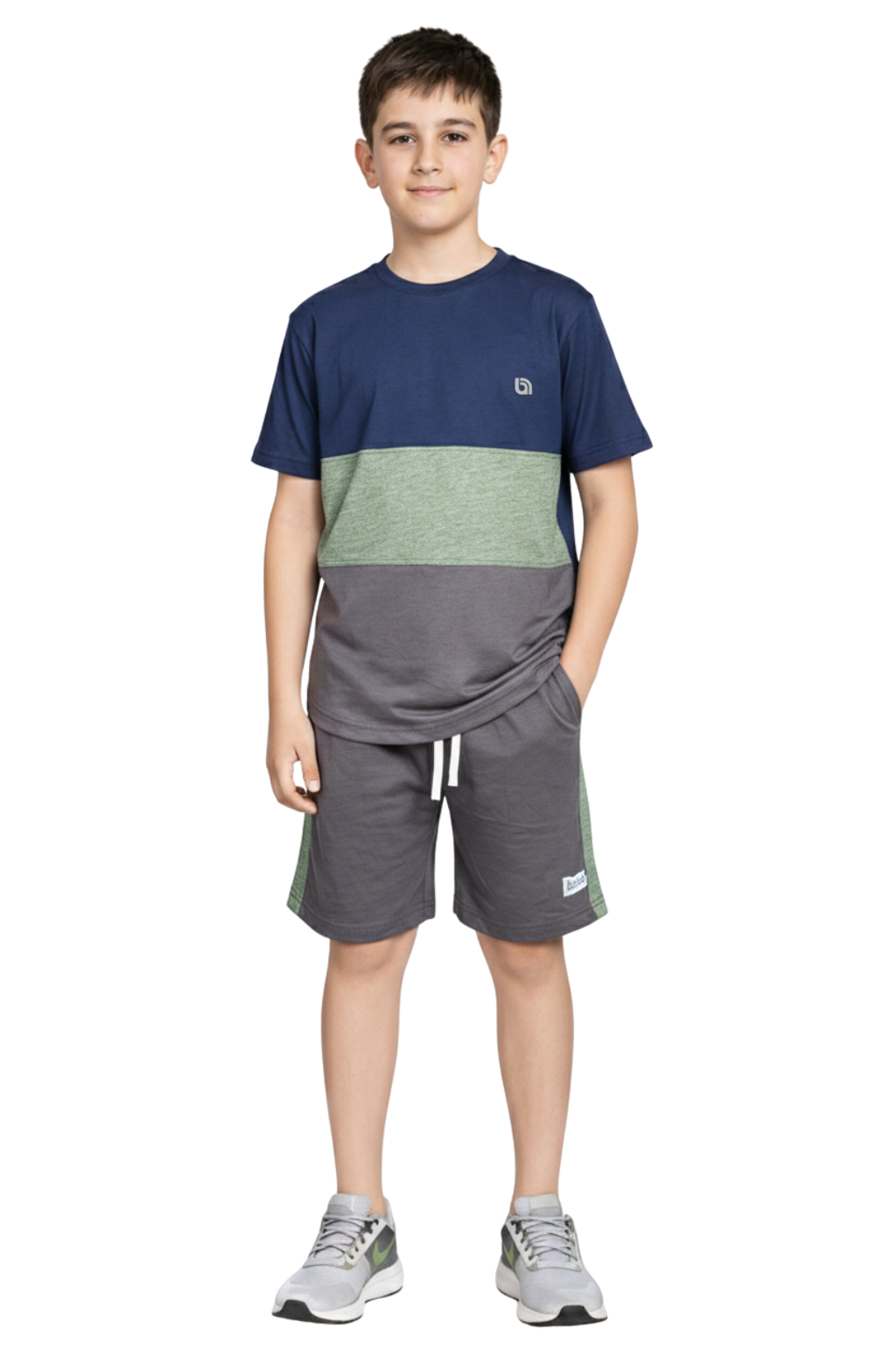Bahob® Kids Short Set Top & Shorts Set Short Sleeves T Shirt Contrast Kids Short Set Top & Shorts Set Short Sleeves T Shirt Contrast Paneled Sports Summer Two Piece Outfit Set Children 3-14 Years