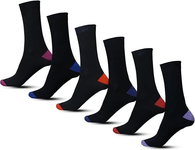 Mens Socks 6 Pairs Coloured Design Socks Smart Suit Work Golf Cotton Blend 6-11