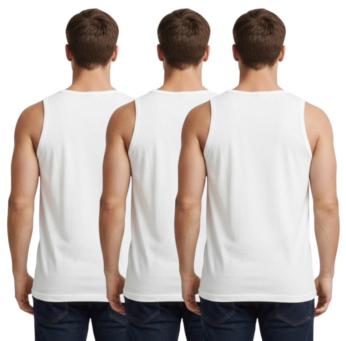Bahob® New Men's Vest Multi Pack Lot Basic Regular Fitted Cotton Tank Top Athletic Soft Assorted Pack of 3