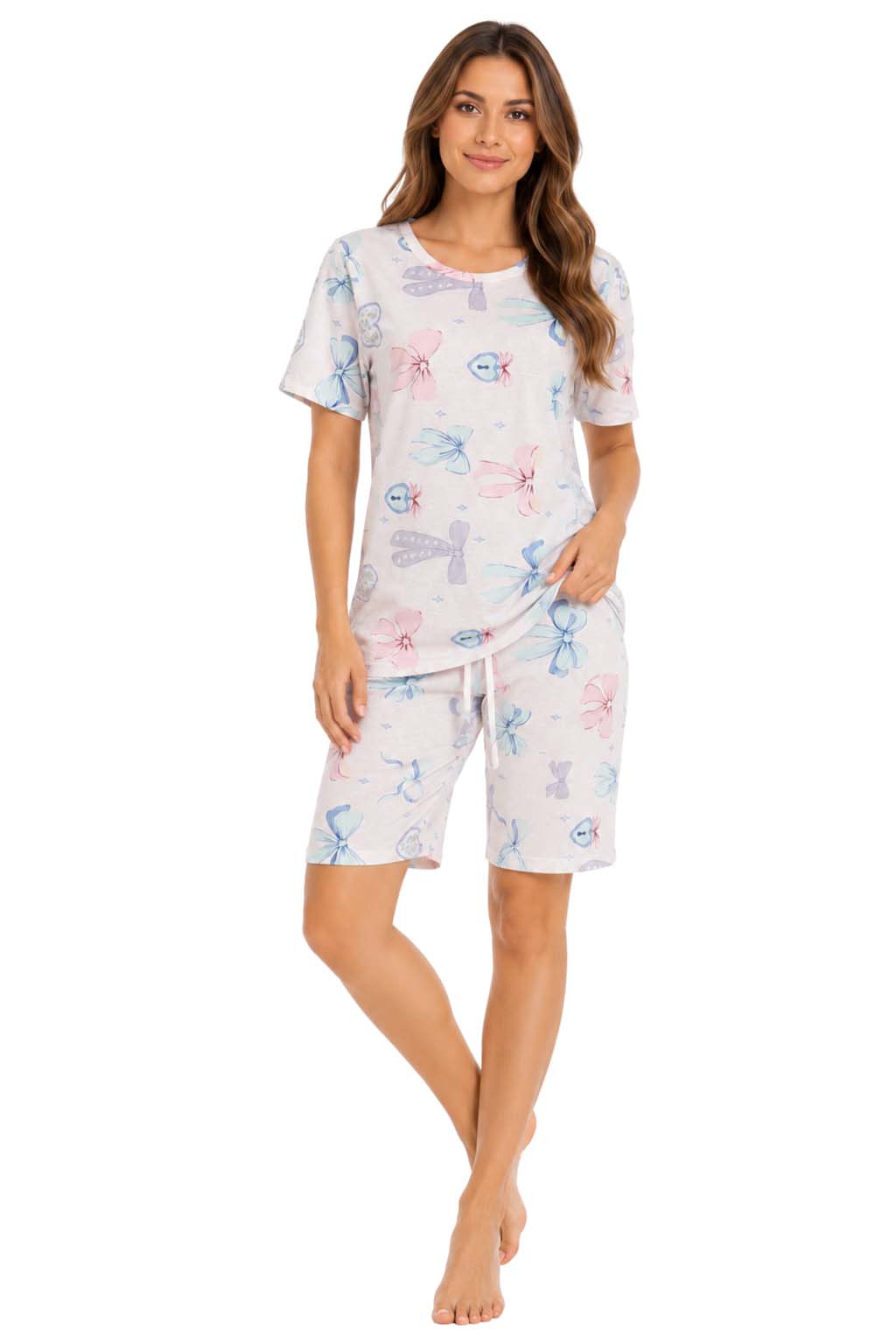 Women's Pajama's Sets with Shorts Ladies Pajama's Cotton Short Sleeve Soft 2 Pieces Pjs Set Summer Loungewear Sleepwear Nightwear for Women S-XXL