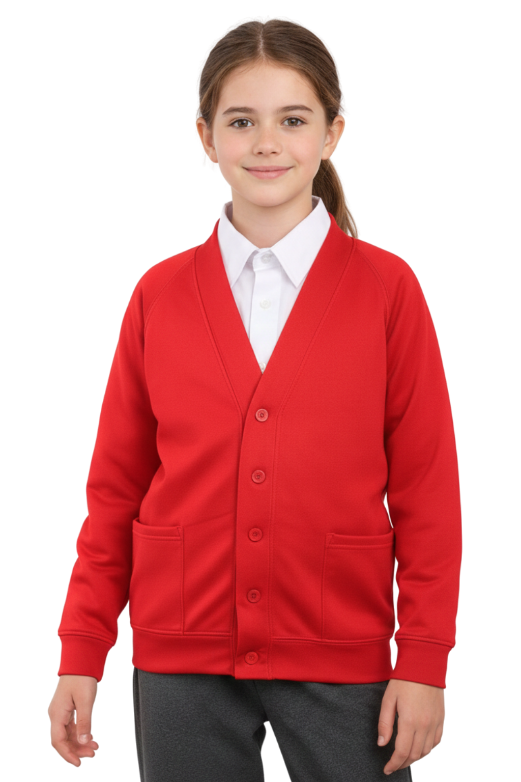 Bahob® 2 Pack Girls School Cardigan Fleece Sweatshirt Uniform School wear Shirts Crew Long Sleeve Top Pullover Jumper Round/V- Neck Age 5-14