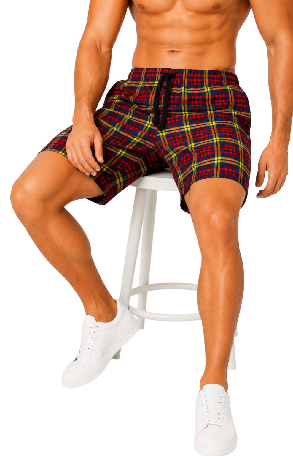 2 Pack Men's Cotton Pyjamas Lounge Shorts Bottoms Check Woven Checked Pyjama Bottoms S-3XL