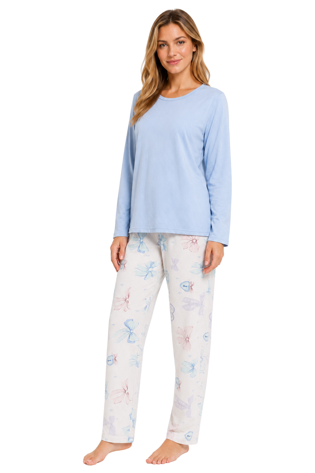 Women's Pyjamas Set Long Sleeve Soft Cotton Printing Pjs Loungewear Nightwear Sleepwear Set with Pockets Ladies Pjs Set S-XXL