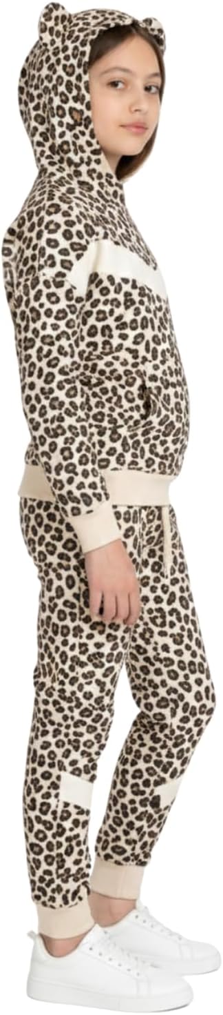 Bahob® 1 Pack Girls Tracksuits Set Cheetah Print Hoodie and Tracksuit Jogging Bottoms Kids Track Suits Activewear Sets for Girls 5-14 Years