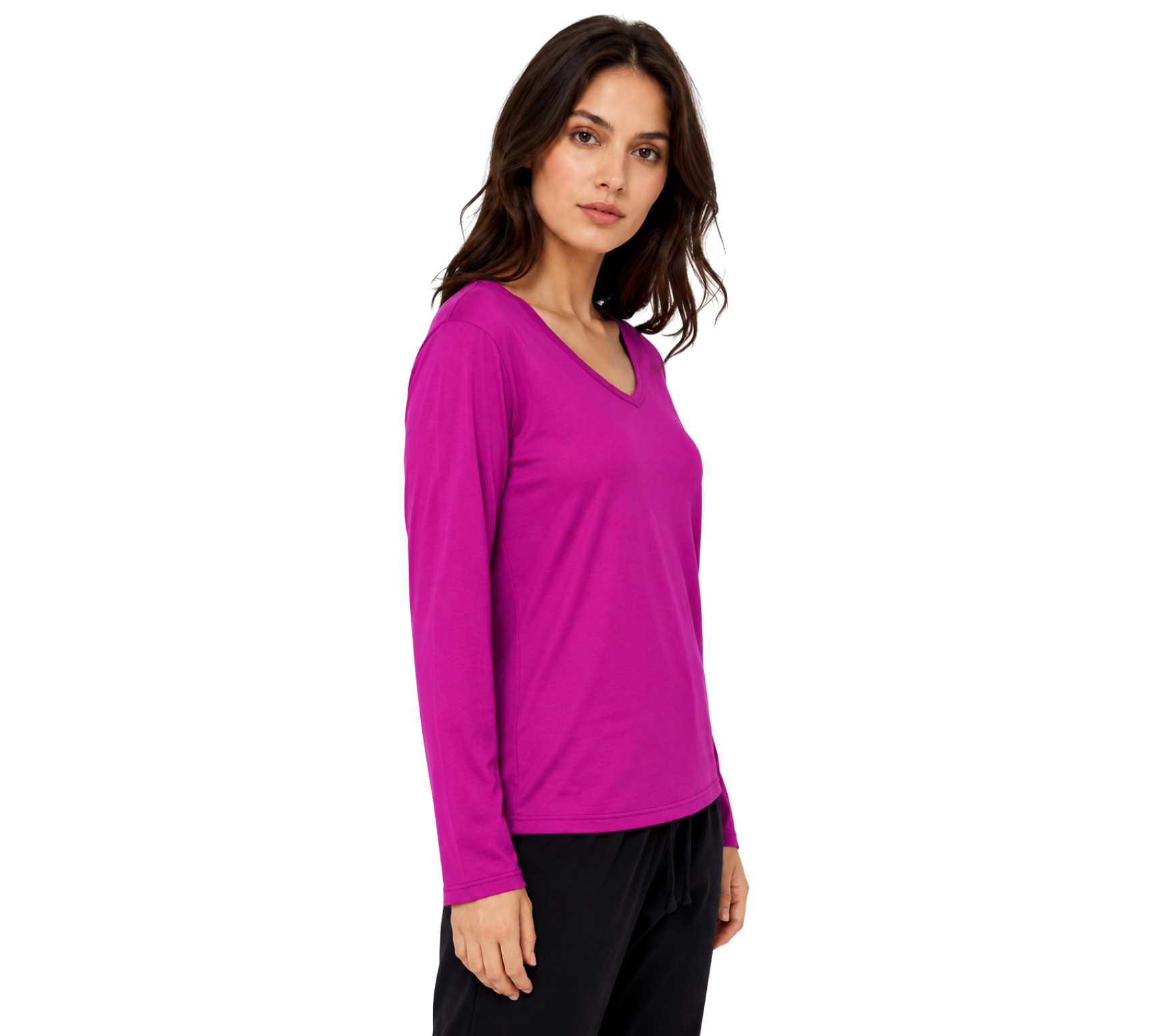 2 Pack Women's Classic Fit Long Sleeve V Neck T-Shirt Multipacks Ladies Long Sleeve T-Shirt Top S-XXL