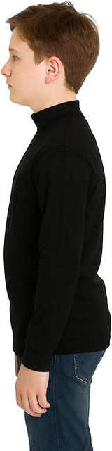 2 PK Kids Boys Polo High Neck Long Sleeve Turtleneck Jumper Cotton Rib 5-14 Year