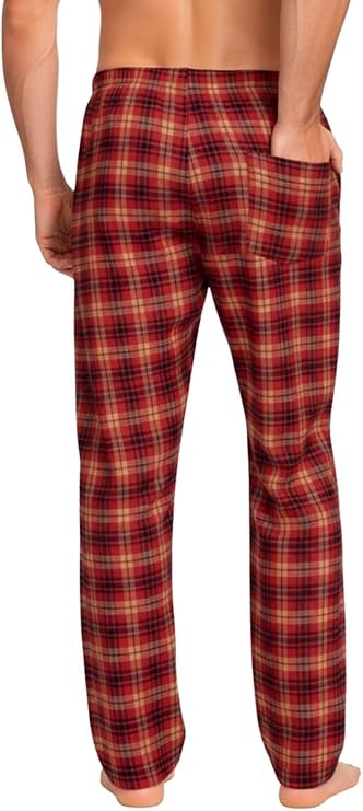 2 Pack Men's Cotton Woven Pyjama Bottoms Check Lounge Pants Nightwear Checked Pyjama Bottoms Sleepwear Loungewear S-3XL