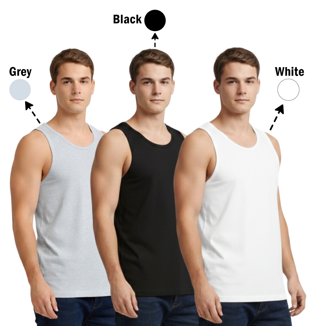 Bahob® New Men's Vest Multi Pack Lot Basic Regular Fitted Cotton Tank Top Athletic Soft Assorted Pack of 3