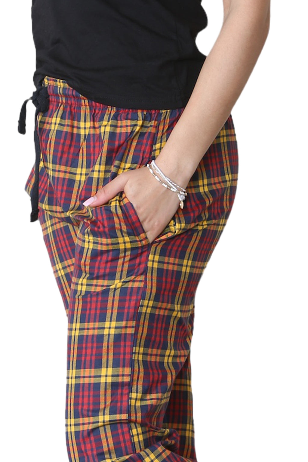 Bahob® 2 Pack Women's Check Pajama Bottom, Soft Cotton Lounge Wear Trousers Sleepwear Nightwear for Women S-XXL