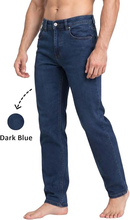 Bahob® Men's Regular Fit Stretch Denim Jeans Classic Straight Leg Casual Trousers with 5 Pockets Zip Fly & Belt Loops for Everyday Wear