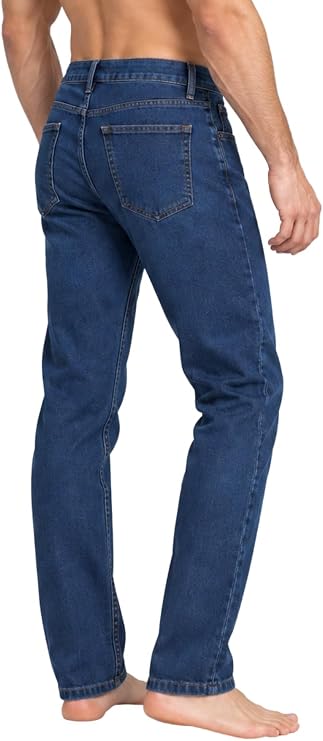 Bahob® Men's Regular Fit Stretch Denim Jeans Classic Straight Leg Casual Trousers with 5 Pockets Zip Fly & Belt Loops for Everyday Wear