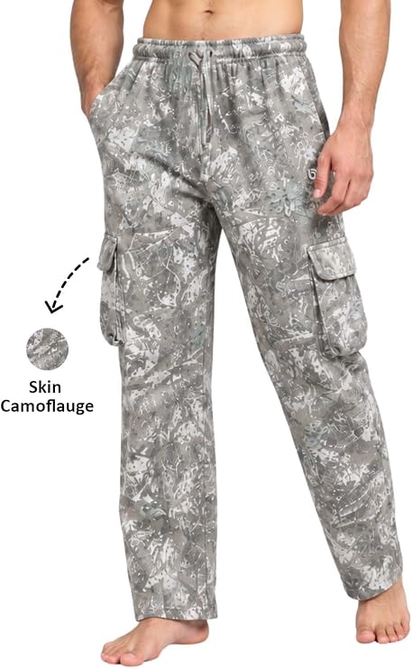 Bahob® Men's Cargo Trouser Fleece Sweatpants with Open Hem Multi Pocket Jogging Bottoms S-3XL