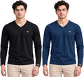 Bahob®2 Pack Men's Long Sleeved T-Shirt V Neck T-Shirts Comfortable Tops for Men Soft Cotton S-3XL