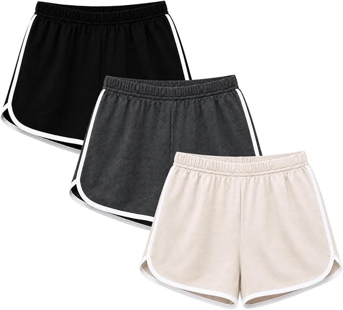 Bahob® 3 Pack Women's Shorts Soft Cotton Ladies Summer Shorts Athletic Cycling Running Sports Shorts S-XXL