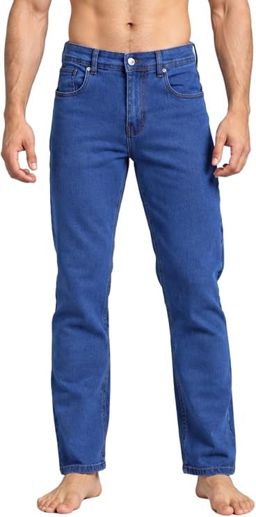 Bahob® Men's Regular Fit Stretch Denim Jeans Classic Straight Leg Casual Trousers with 5 Pockets Zip Fly & Belt Loops for Everyday Wear