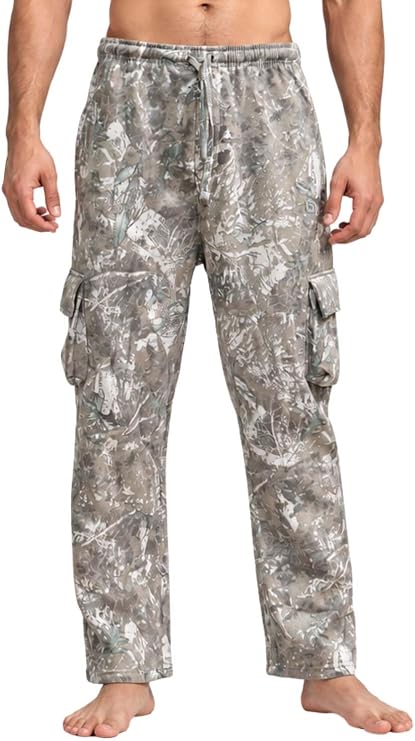 Bahob® Men's Cargo Trouser Fleece Sweatpants with Open Hem Multi Pocket Jogging Bottoms S-3XL