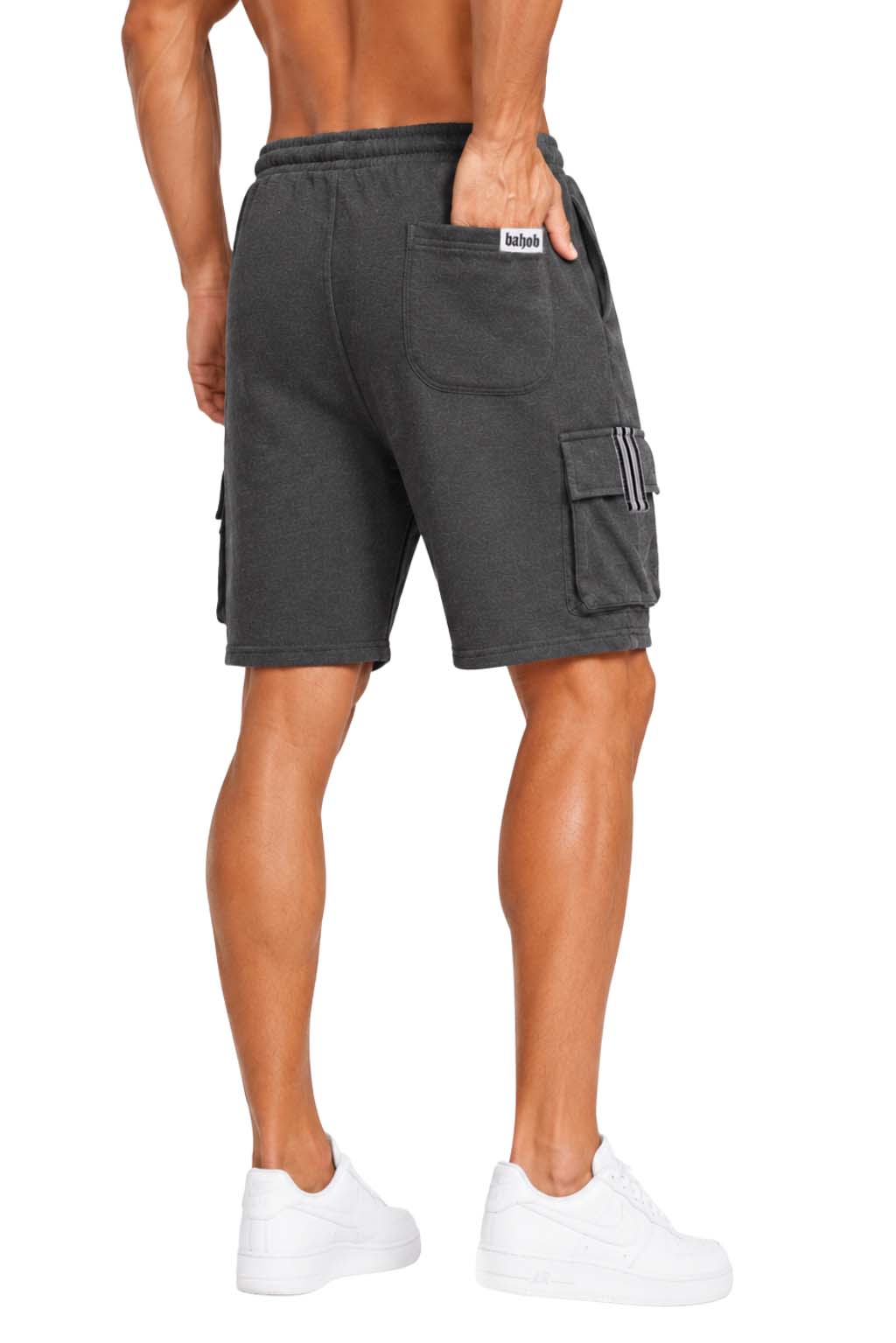 Bahob® Men's Fleece Short, Summer Casual Shorts Cotton with Elasticated Waistband Jogger Shorts S-XXL