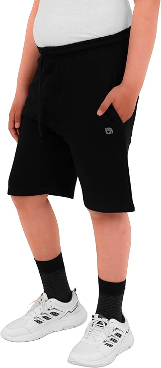 2 Pack Boys Cargo Shorts with Pockets Kids Terry Fleece Short Summer Shorts Elasticated Waistband 5-14 Years