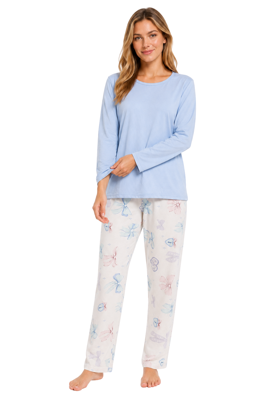 Women's Pyjamas Set Long Sleeve Soft Cotton Printing Pjs Loungewear Nightwear Sleepwear Set with Pockets Ladies Pjs Set S-XXL