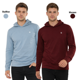 2 Pack Men's Lightweight Jersey Pullover Hoodie Long Sleeve Hooded T-Shirt for Gym & Everyday Wear S-3XL
