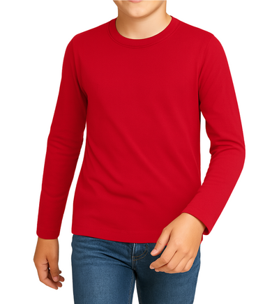 3 Pack Boys Girls Long Sleeved Top Round Neck Kids T Shirts Soft Cotton PE Top 5-14 Years