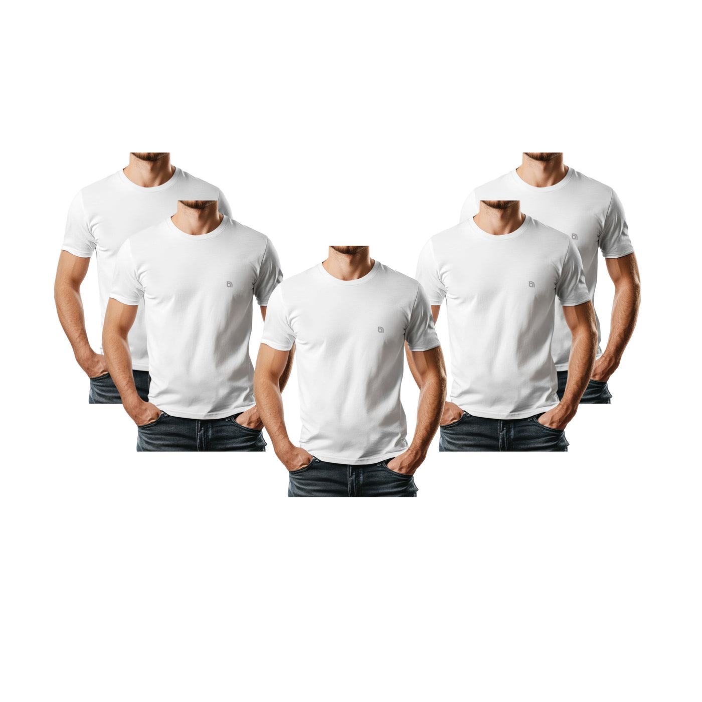 Bahob® Pack of 5 Men’s T-Shirts Crew Neck Short Sleeves Plain Soft Cotton Tops S-3XL