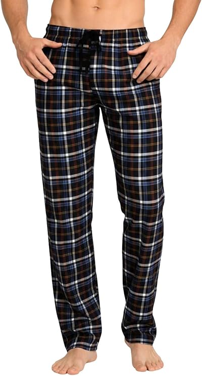 2 Pack Men's Cotton Woven Pyjama Bottoms Check Lounge Pants Nightwear Checked Pyjama Bottoms Sleepwear Loungewear S-3XL