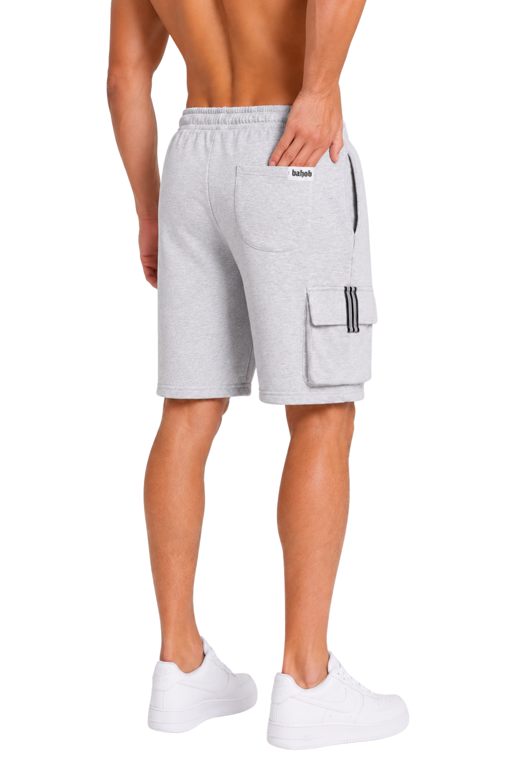 Bahob® Men's Fleece Short, Summer Casual Shorts Cotton with Elasticated Waistband Jogger Shorts S-XXL