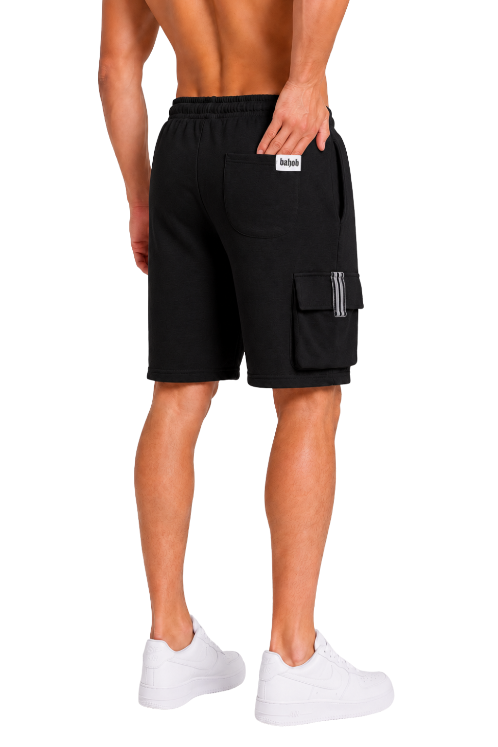 Bahob® Men's Fleece Short, Summer Casual Shorts Cotton with Elasticated Waistband Jogger Shorts S-XXL