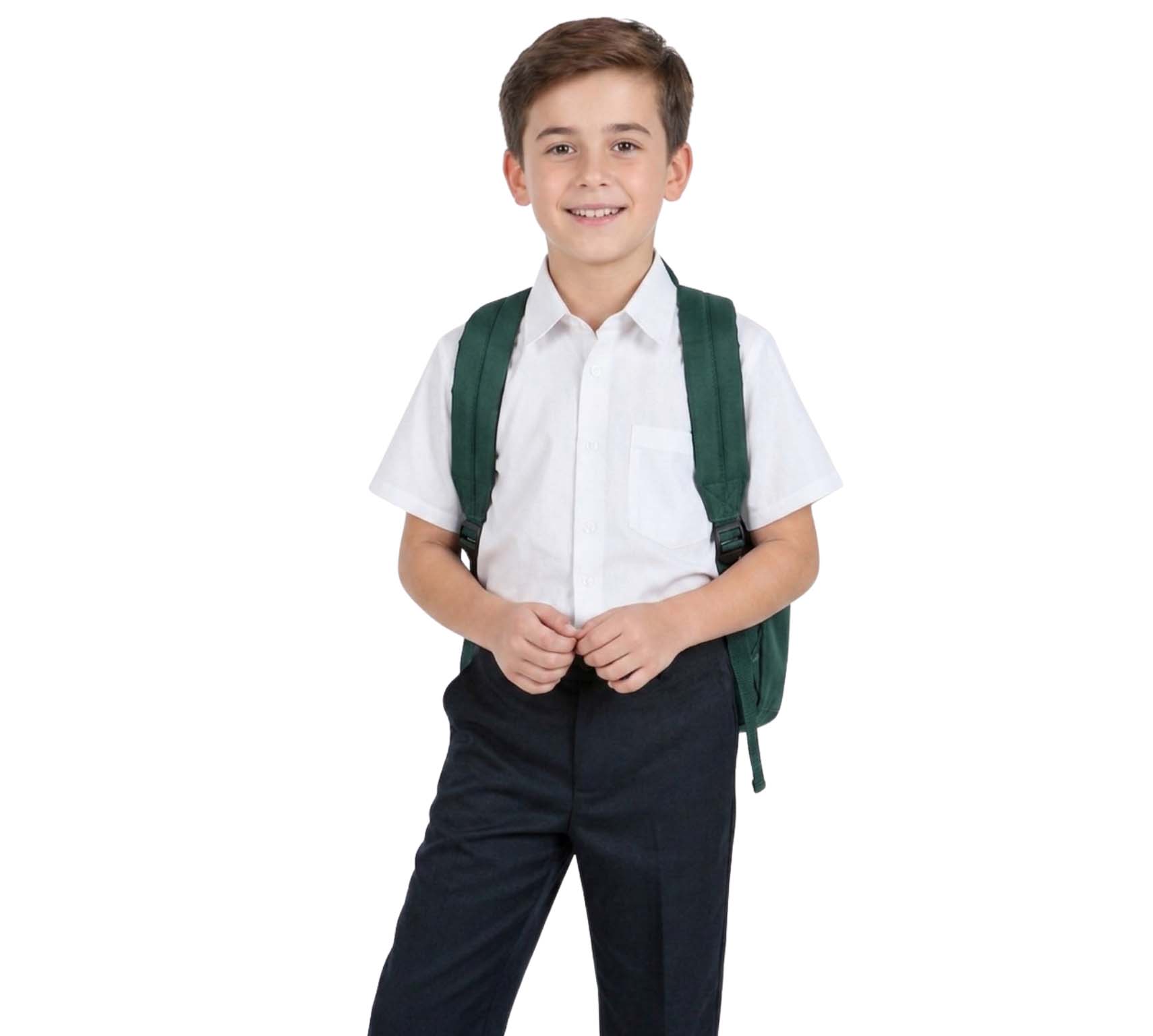 Bahob® 2 Pack Boy's School Uniform Long & Half Sleeve Button Down White School Shirts 3-14 Years