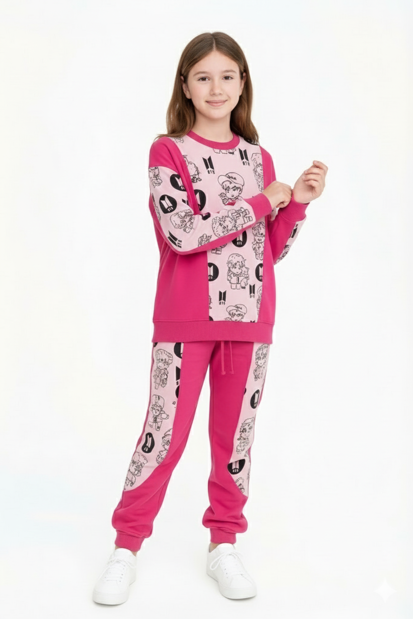 Bahob® Girls 2 Piece Sweatshirt & Jogging Bottoms Tracksuit Set