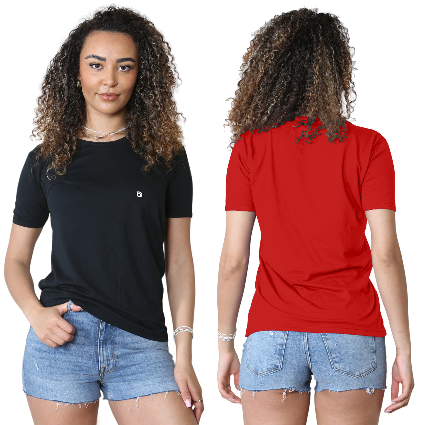 Bahob® 3 Pack Women's Classic-Fit Short-Sleeve Crew neck Plain Cotton T-Shirt S-XXL