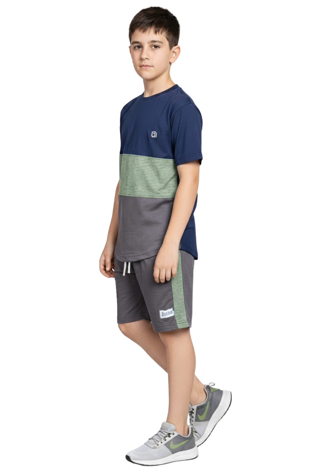 Bahob® Kids Short Set Top & Shorts Set Short Sleeves T Shirt Contrast Kids Short Set Top & Shorts Set Short Sleeves T Shirt Contrast Paneled Sports Summer Two Piece Outfit Set Children 3-14 Years