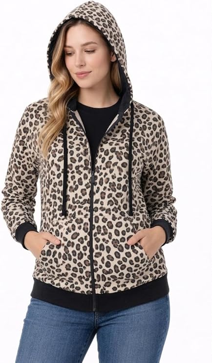 Bahob® Womens Ladies Plain Zip Up Hoodie Long Sleeve Sweatshirt Full Zip Top Soft Jumper Jacket Hoodies Top S-3XL