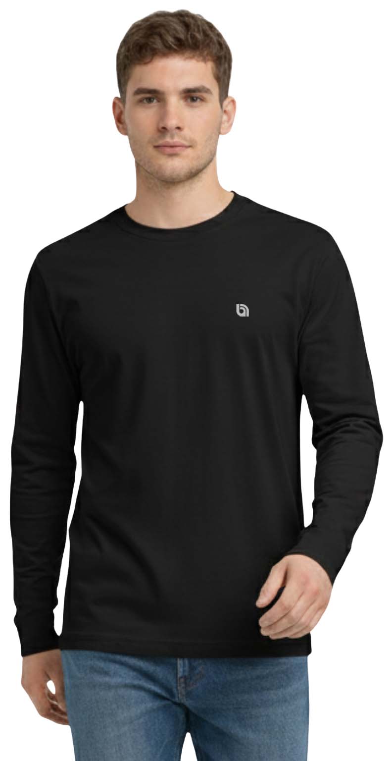 Bahob® 3 Pack Men's Long-Sleeved T-Shirt Round Neck T-Shirts Comfortable Crewneck Neck Tops for Men Soft Cotton S-3XL